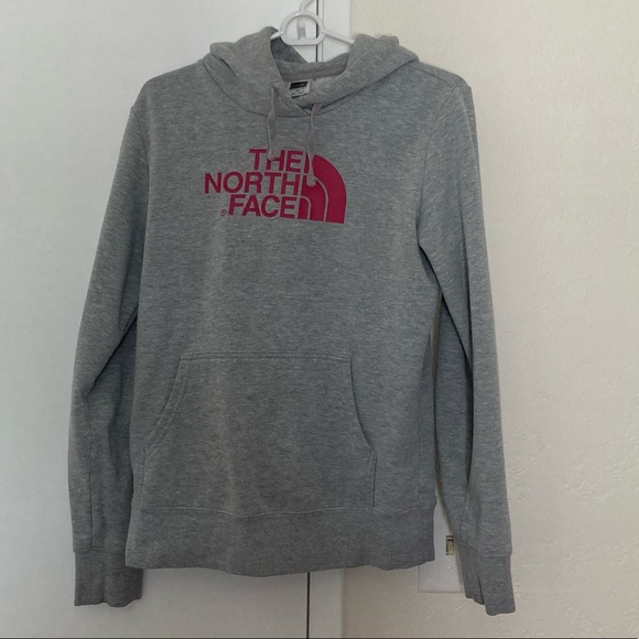 The North Face Woman’s Gray Hoodie with Pink Logo – Size Small- EUC - Picture 2 of 5